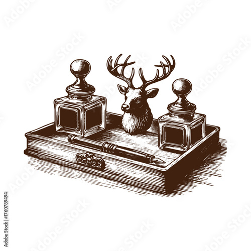 Vintage Desk Stationery & Decor Illustration