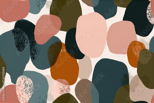 Seamless Pattern of Abstract Organic Shapes – Muted Tones for Modern Branding