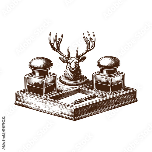 Vintage Desk Stationery & Decor Illustration