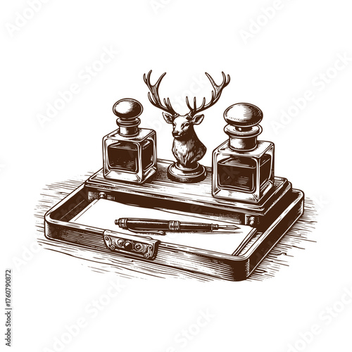 Vintage Desk Stationery & Decor Illustration