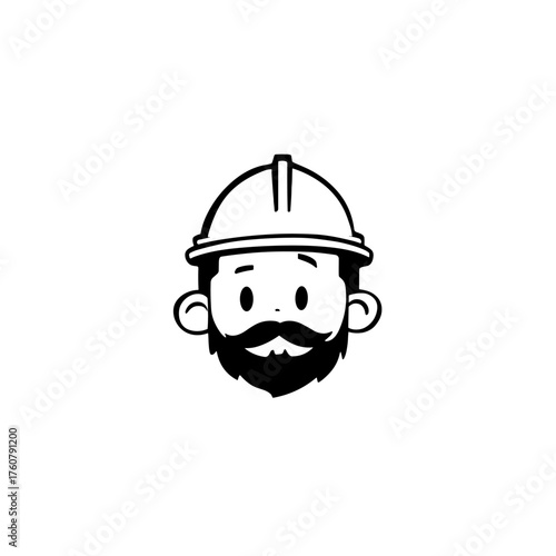 Engineer. Engineer simple black and white line art vector logo