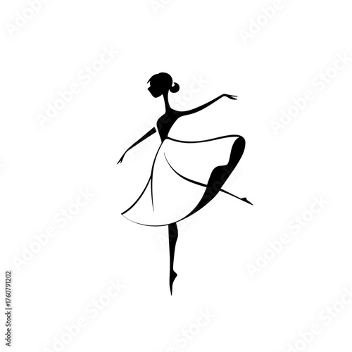 Dancer. Dancer simple black and white line art vector logo