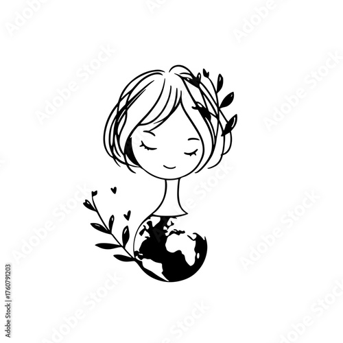 Environmentalist. Environmentalist simple black and white line art vector logo
