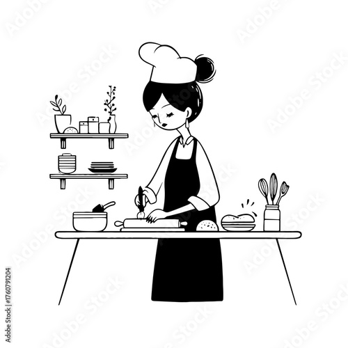 Baker. Baker simple black and white line art vector logo