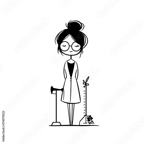 Fashion designer. Fashion designer simple black and white line art vector logo