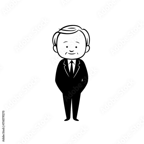 President. President simple black and white line art vector logo