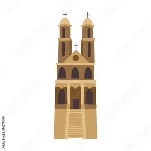 Catholic or Orthodox church vector on white background.