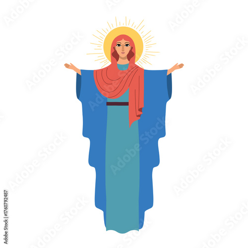 Holy Virgin Mary icon vector. Beautiful Virgin Mary icon isolated on a white background