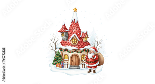 Christmas house and Santa Claus 