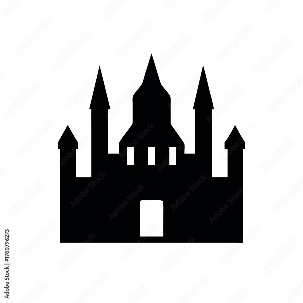 Fototapeta premium Majestic castle inspired home with elegant towered roof Line Art Vector illustration
