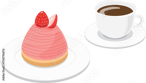 いちごモンブランとコーヒーのセット