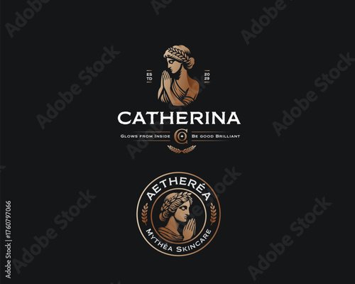 Beautiful goddess with a long hair logo