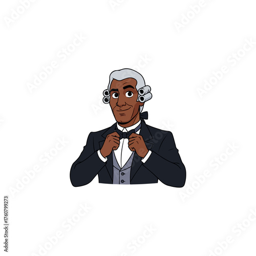 Historical black man wearing a wig and formal clothing