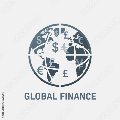 Global Finance Currency Earth Vector Logo