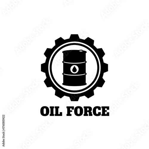 Oil Barrel Gear Force Vector Logo