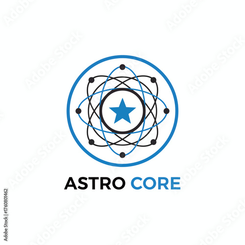 Astro Core Science Atom Orbit Vector Logo
