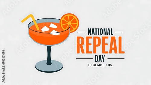 Illustration of national repeal day cocktail with orange slice