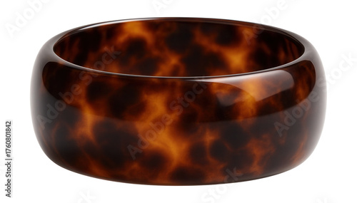 Smooth polished wide tortoiseshell bangle.