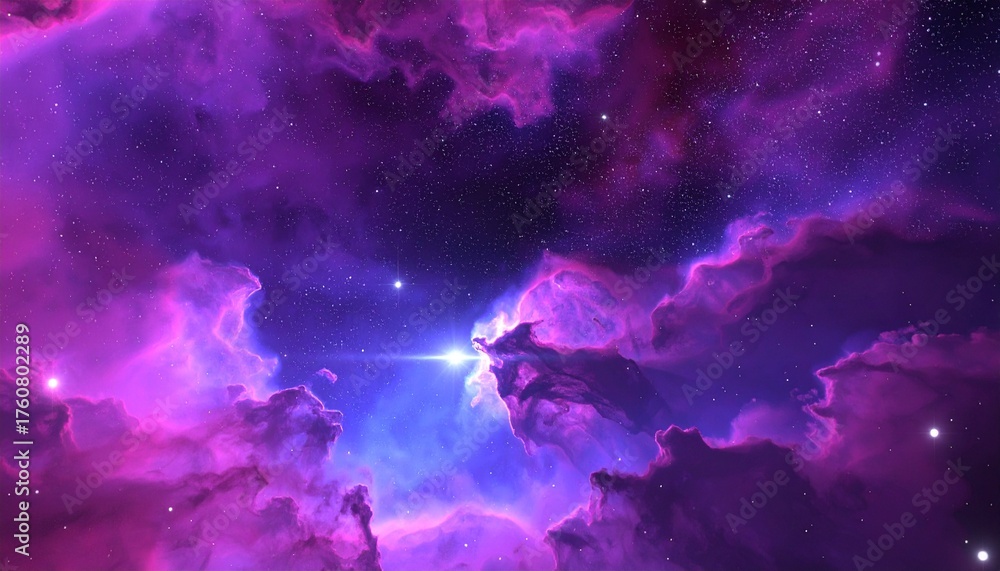 Fototapeta premium Purple Cosmic Cloud and Glowing Nebula Background