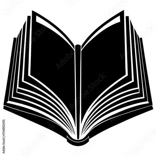 Open Book Outline Icon - Education, Reading, and Knowledge Symbol
