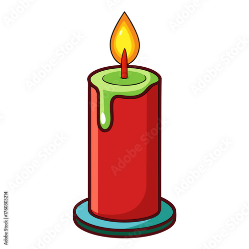 A Candle's Gentle Flame: A vibrant depiction of a lit candle, its flame dancing with warmth, emanating a comforting glow, symbolizing light and serenity.