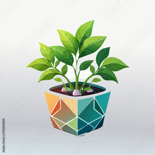 Pflanzen im geometrischen Topf
