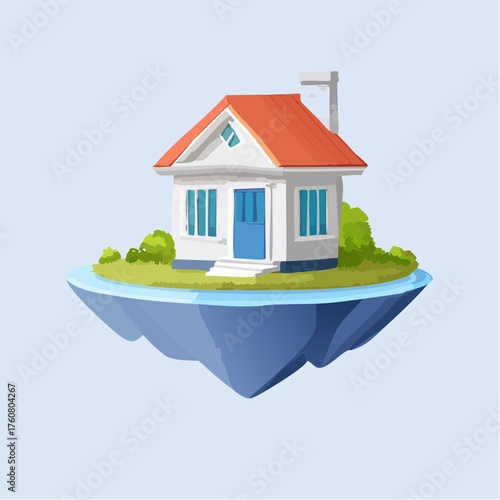 Surreales schwebendes Haus