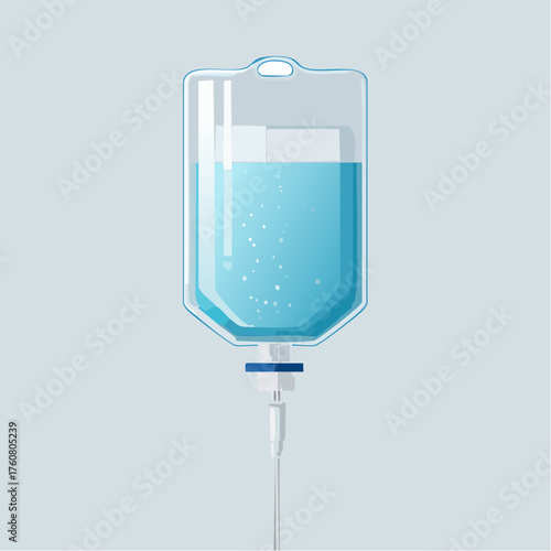 Medical IV Fluid Bag with Liquid and Tubing Illustration