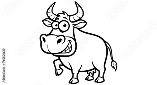 Adorable Cartoon Cow With Big Eyes Smiling Happily