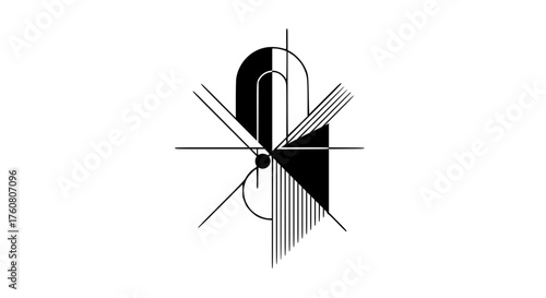 Abstract Geometric Composition with Contrasting Elements and Lines