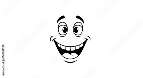 A Very Happy Cartoon Face with Big Eyes and a Wide Smile