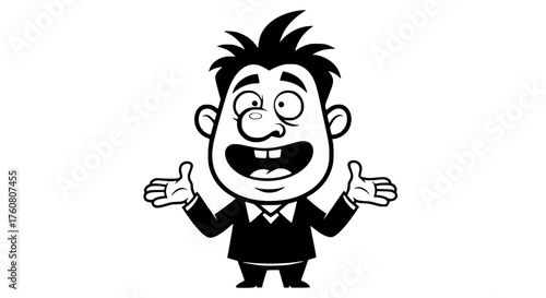 Funny Man With Exaggerated Expression Open Arms