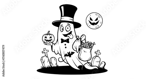 Spooky Ghost Trick Or Treat Halloween Celebration