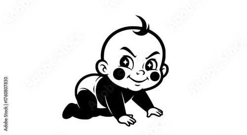 Mischievous Baby Crawling with a Grin