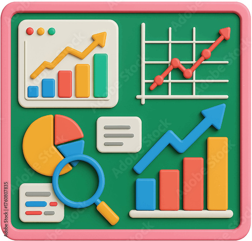 set of business icons and charts.