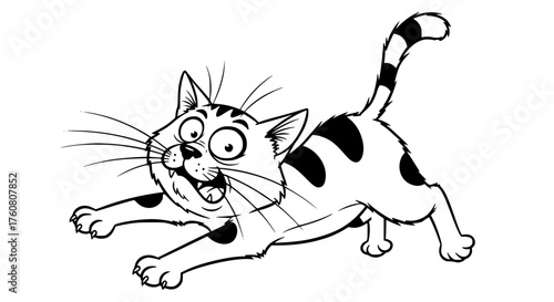 Shocked Cartoon Cat Makes Funny Face Expression