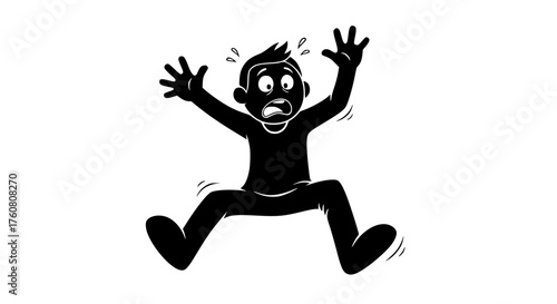 Man in Shock Reacts with Wide Eyes and Raised Arms