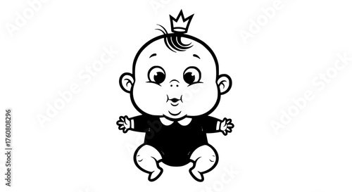 Chubby Baby with Crown Sitting Adorable