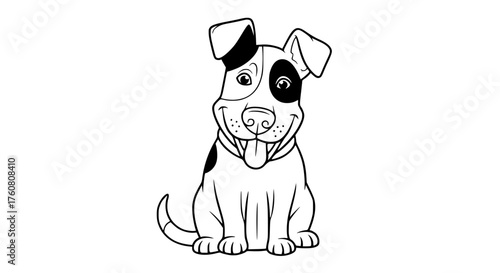 Cute cartoon dog sitting and smiling happily