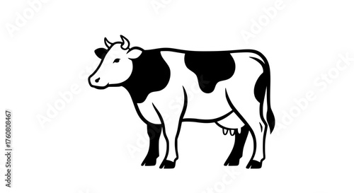 A Dairy Cow Standing Proudly on a White Background