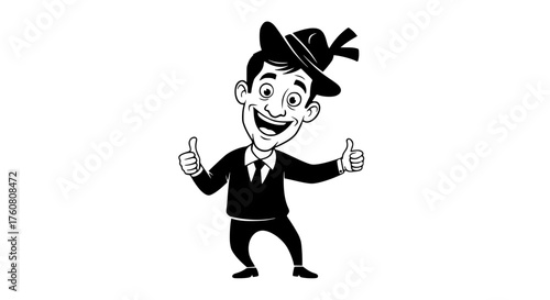 Happy Cartoon Man Thumbs Up Gesture