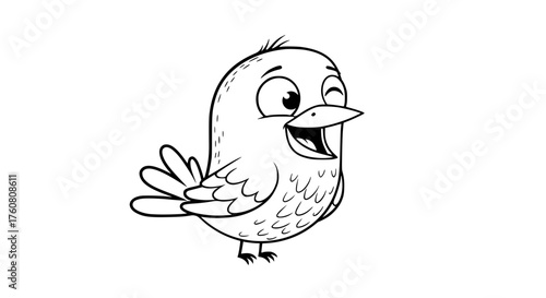 Cute Cartoon Bird Winking and Smiling