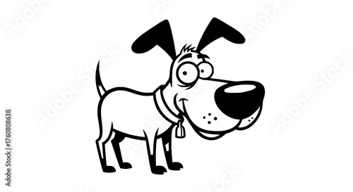 Funny cartoon dog with big eyes and floppy ears