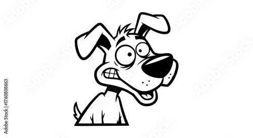 Cartoon Dog Face Showing Excitement and Surprise