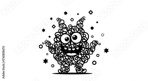 Fuzzy Creature with Big Eyes and Sparkles Everywhere