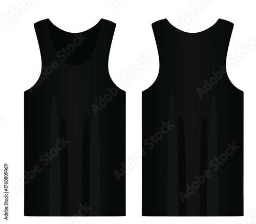 Black sleeveless t shirt. vector illustration	