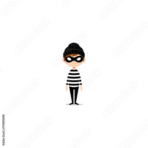 Cartoon illustration of a thief character wearing a mask and striped shirt