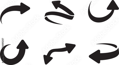 Collection of black arrows pointing in different directions
