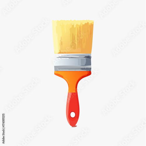 Wallpaper Mural Illustration of a paintbrush with orange handle and yellow bristles Torontodigital.ca