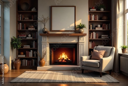 Wallpaper Mural Cozy Living Room Fireplace Relaxing Family Time in a Warm and Inviting Home Interior Torontodigital.ca